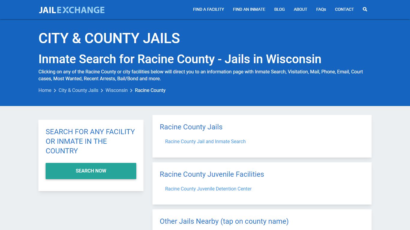 Inmate Search for Racine County | Jails in Wisconsin - Jail Exchange